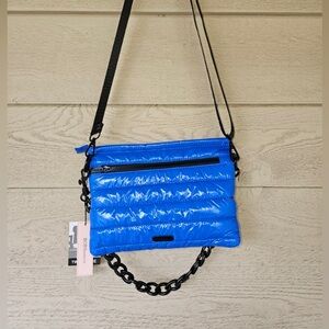 BCBGenerations Blue Quilted Puffer Crossbody Adjustable Strap/Chain Purse NWT